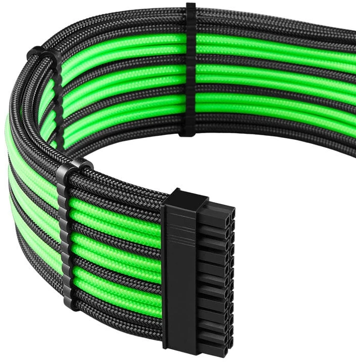 CableMod C-Series PRO ModMesh 12VHPWR Cable Kit for Corsair RM, RMi, RMx (Juodas Label) - juodas/light žalias