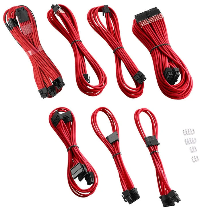 CableMod C-Series PRO ModMesh 12VHPWR Cable Kit for Corsair RM, RMi, RMx (Juodas Label) – raudonos spalvos