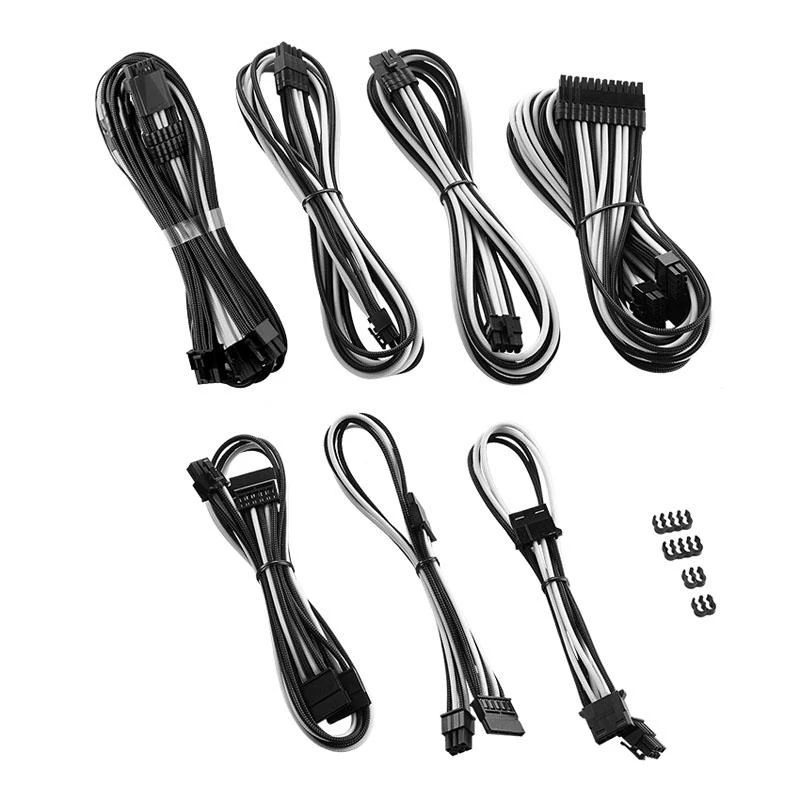 CableMod C-Series PRO ModMesh 12VHPWR Cable Kit for Corsair RM, RMi, RMx (Juodas Label) – juodos spalvos/baltos spalvos