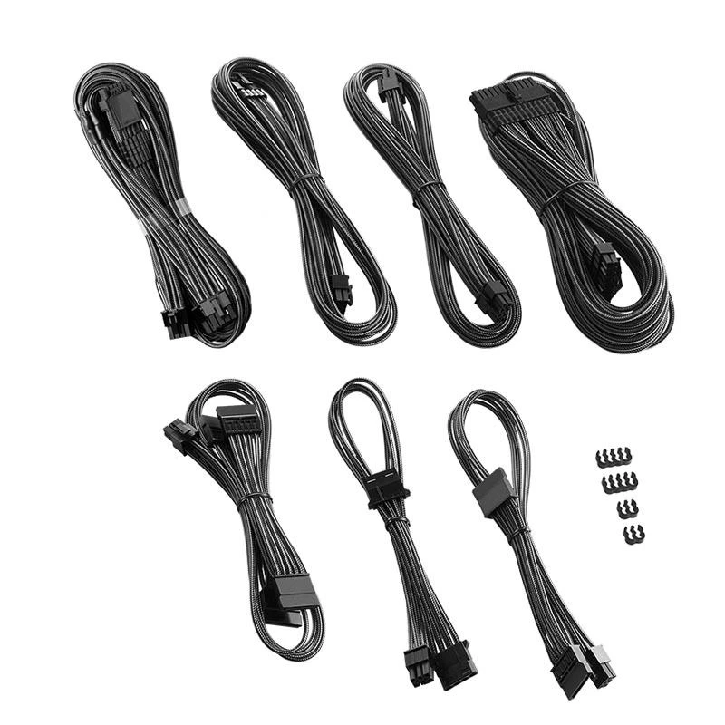 „CableMod C-Series Pro ModMesh Sleeved 12V-2×6 12VHPWR Dual StealthSense“ kabelių rinkinys, skirtas „Corsair RMi“, „RMx“ („Juodas Label“) – anglies pluošto