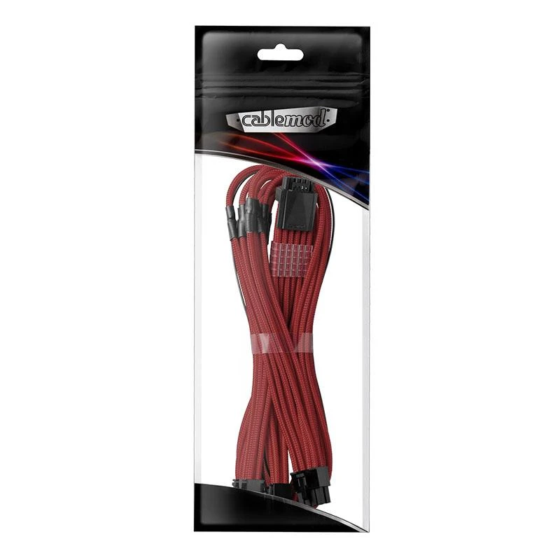 CableMod C-Series PRO ModMesh 12VHPWR to 3x PCI-e Cable for Corsair – 60cm, raudonos spalvos