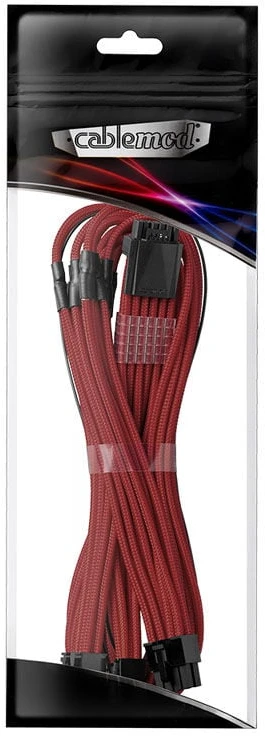 CableMod C-Series PRO ModMesh 12VHPWR to 3x PCI-e Cable for Corsair – 60cm, raudonos spalvos