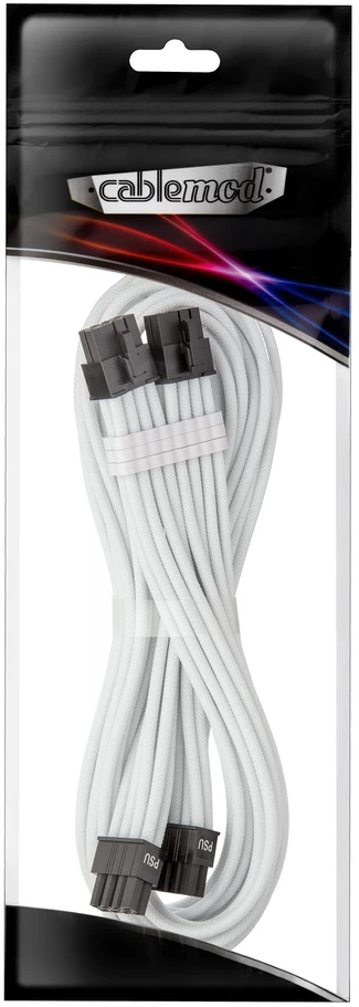 „CableMod C-Series Pro ModMesh Bridged“ jungiamasis kabelis – 8+8 kontaktų PCIe, baltos spalvos, 60 cm