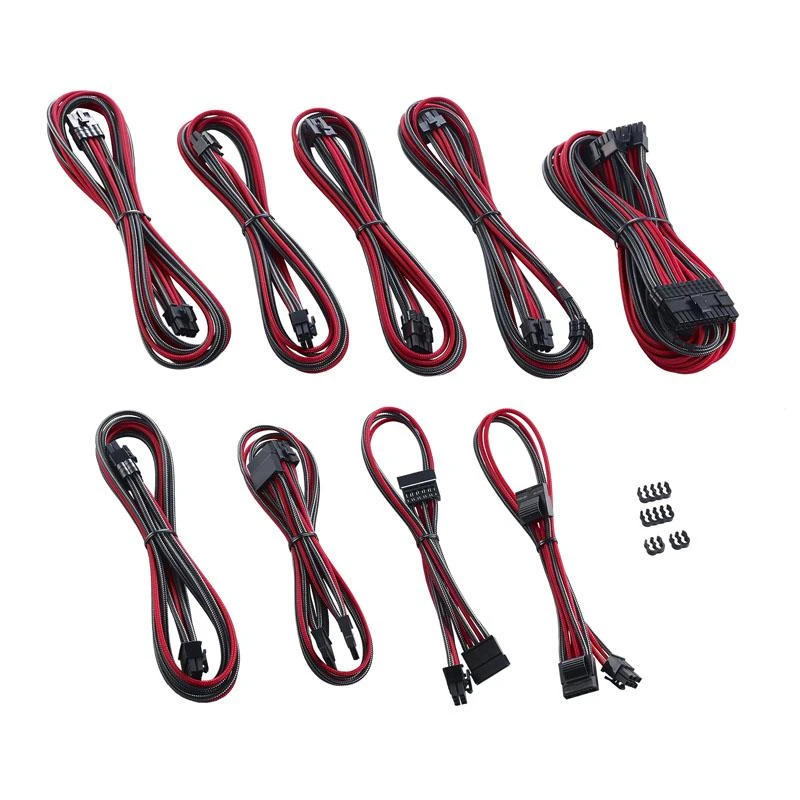 CableMod C-Series PRO ModMesh Cable Kit for Corsair AXi/HXi/RM (Geltona Label) – carbon/raudonos spalvos
