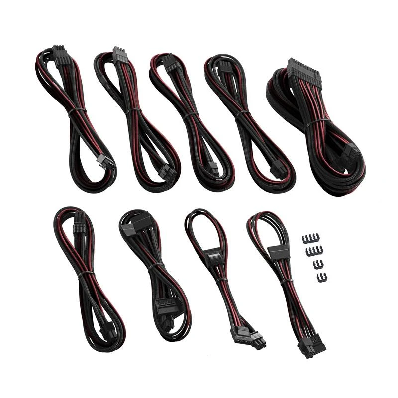 CableMod C-Series PRO ModMesh Cable Kit for Corsair AXi/HXi/RM (Geltona Label) – juodos spalvos/blutrot