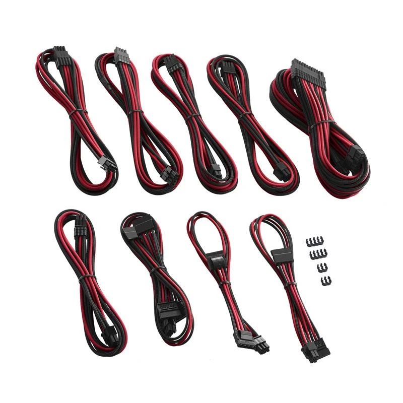 CableMod C-Series PRO ModMesh Cable Kit for Corsair AXi/HXi/RM (Geltona Label) – juodos spalvos/raudonos spalvos