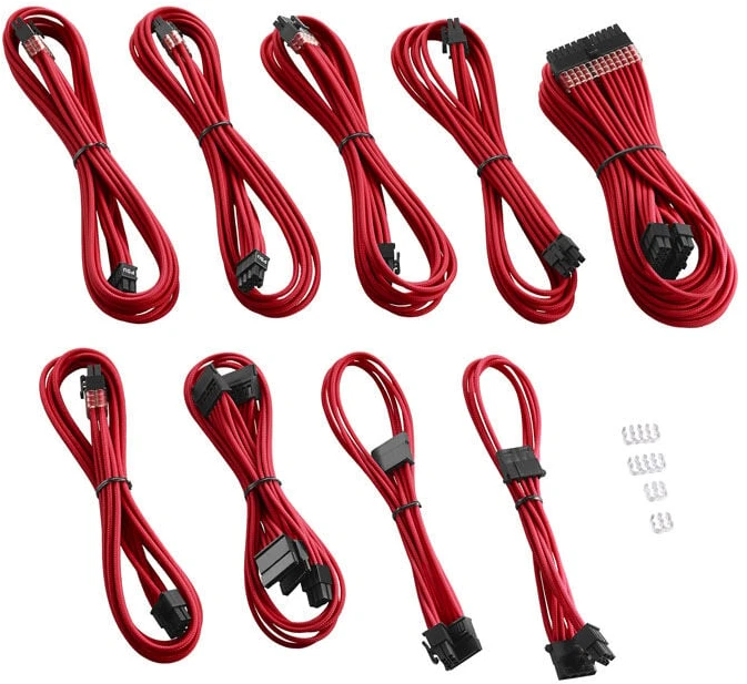 CableMod C-Series PRO ModMesh Cable Kit for RMi/RMx/RM (Juodas Label) – raudonos spalvos