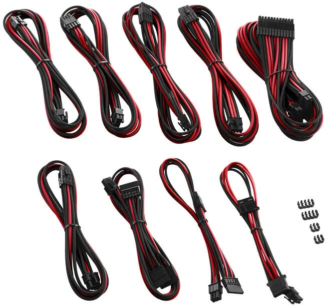 CableMod C-Series PRO ModMesh Cable Kit for RMi/RMx/RM (Juodas Label) – juodos spalvos/raudonos spalvos