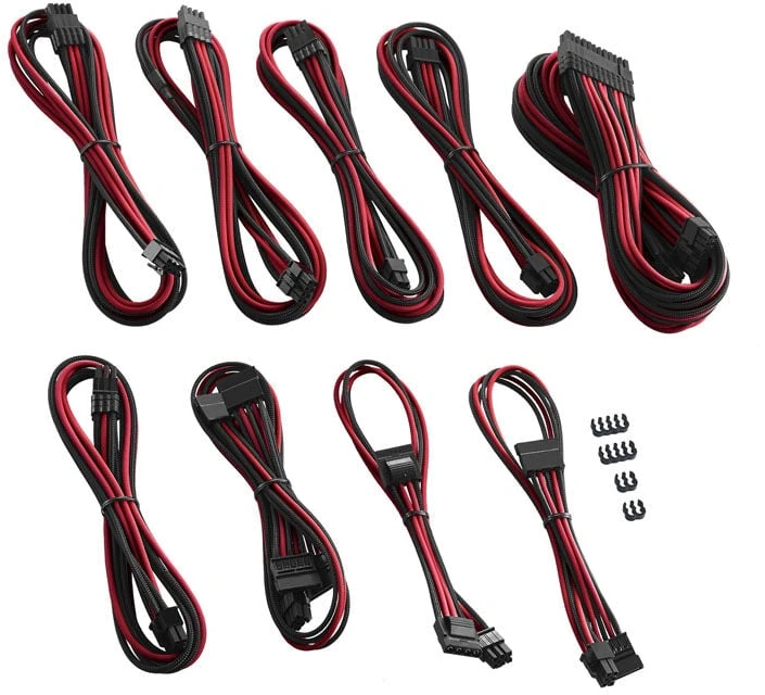 CableMod C-Series PRO ModMesh Cable Kit for Corsair AXi/HXi/RM (Geltona Label) – juodos spalvos/raudonos spalvos