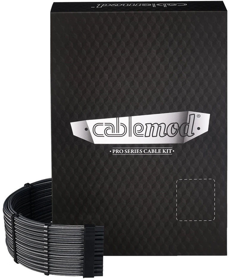 „CableMod C-Series Pro ModMesh Sleeved 12V-2×6 12VHPWR Dual StealthSense“ kabelių rinkinys, skirtas „Corsair RMi“, „RMx“ („Juodas Label“) – anglies pluošto