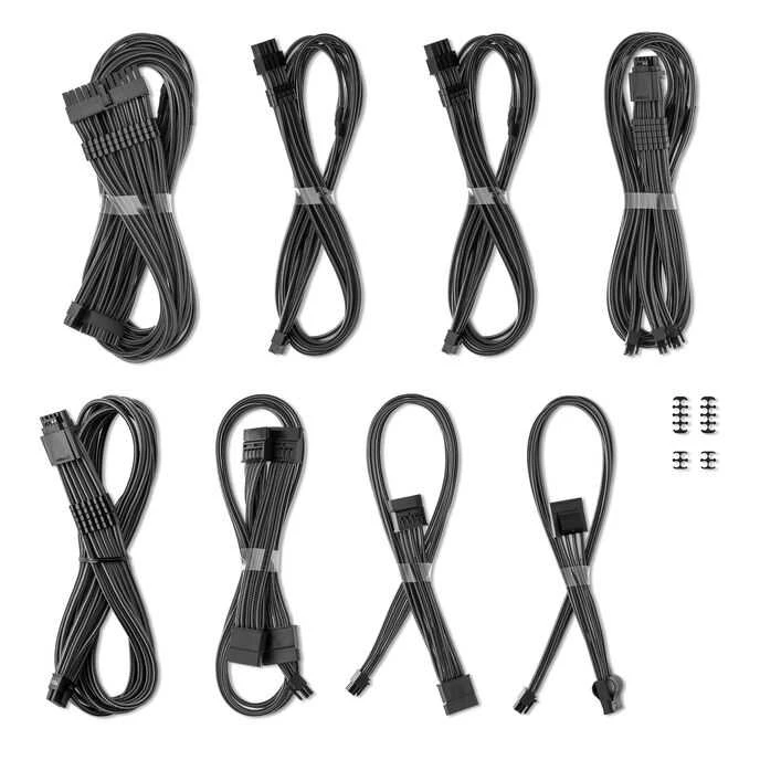 „CableMod C-Series Pro ModMesh Sleeved 12V-2×6 12VHPWR Dual StealthSense“ kabelių rinkinys, skirtas „Corsair RMi“, „RMx“ („Juodas Label“) – anglies pluošto