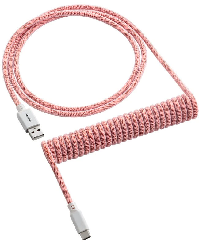 Klaviatūra CableMod Classic Coiled Cable susuktas klaviatūros laidas USB-C į USB Type A, Orangesicle – 150cm