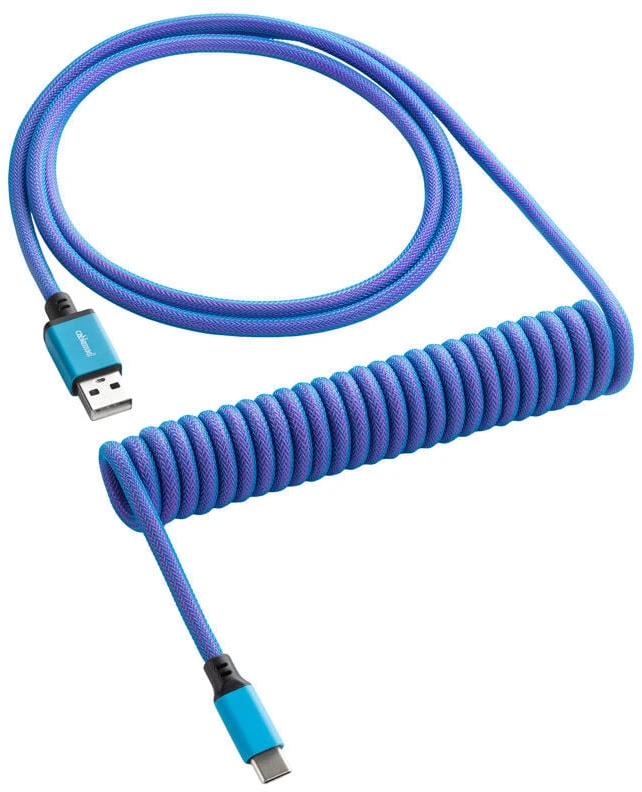 Klaviatūra CableMod Classic Coiled Cable susuktas klaviatūros laidas USB-C į USB Type A, Galaxy Mėlyna – 150cm