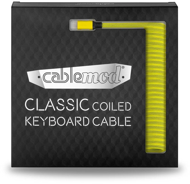 Klaviatūra CableMod Classic Coiled Cable susuktas klaviatūros laidas USB-C į USB Type A, Dominator Geltona – 150cm