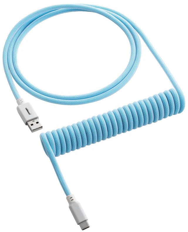Klaviatūra CableMod Classic Coiled Cable susuktas klaviatūros laidas USB-C į USB Type A, Blueberry Cheesecake – 150c