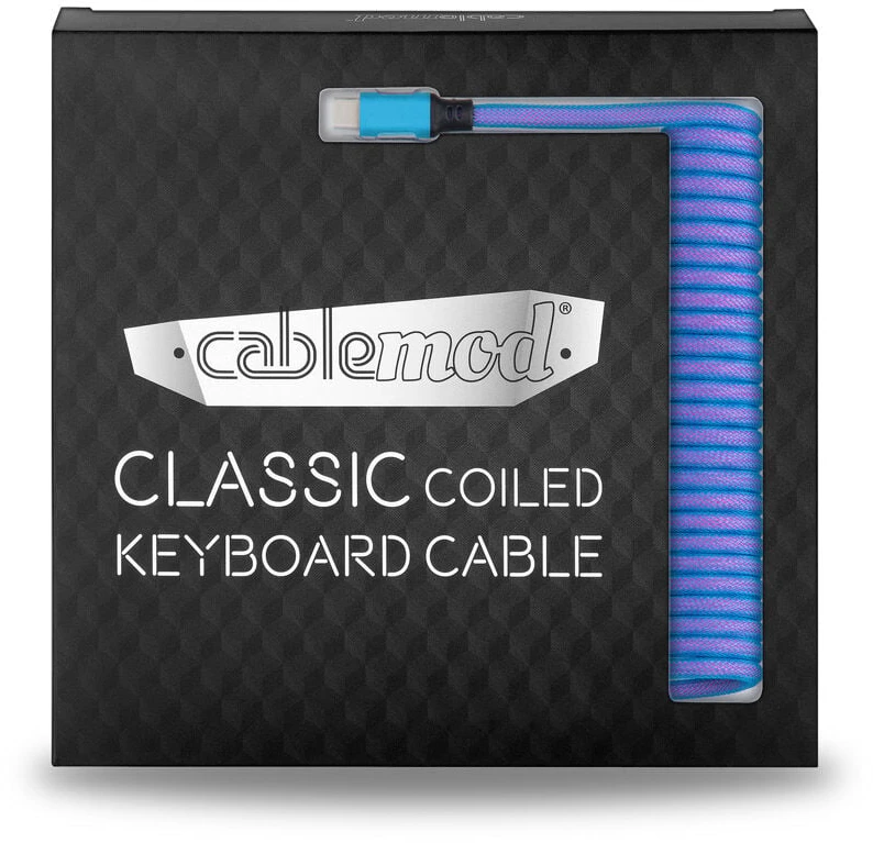 Klaviatūra CableMod Classic Coiled Cable susuktas klaviatūros laidas USB-C į USB Type A, Galaxy Mėlyna – 150cm