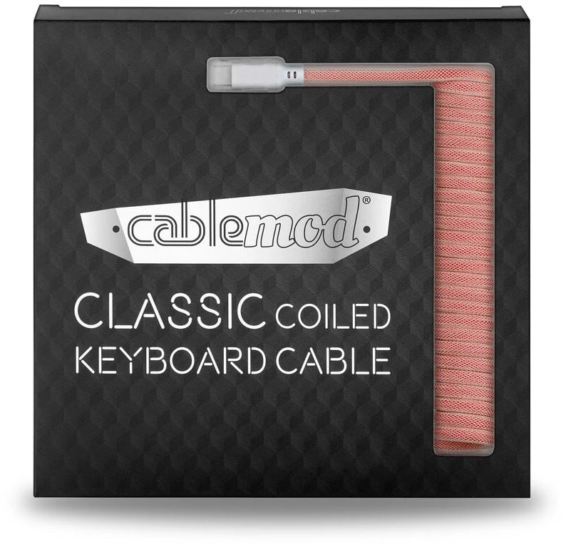 Klaviatūra CableMod Classic Coiled Cable susuktas klaviatūros laidas USB-C į USB Type A, Orangesicle – 150cm