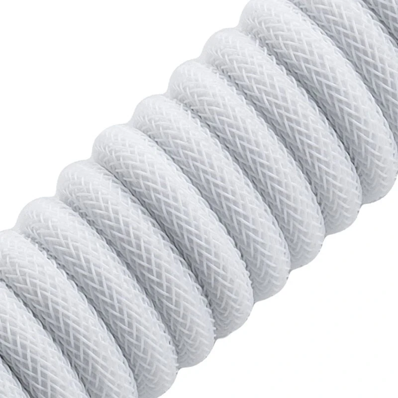 Klaviatūra CableMod Classic Coiled Cable susuktas klaviatūros laidas USB-C į USB Type A, Glacier Baltas – 150cm