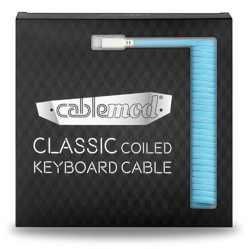 Klaviatūra CableMod Classic Coiled Cable susuktas klaviatūros laidas USB-C į USB Type A, Blueberry Cheesecake – 150c