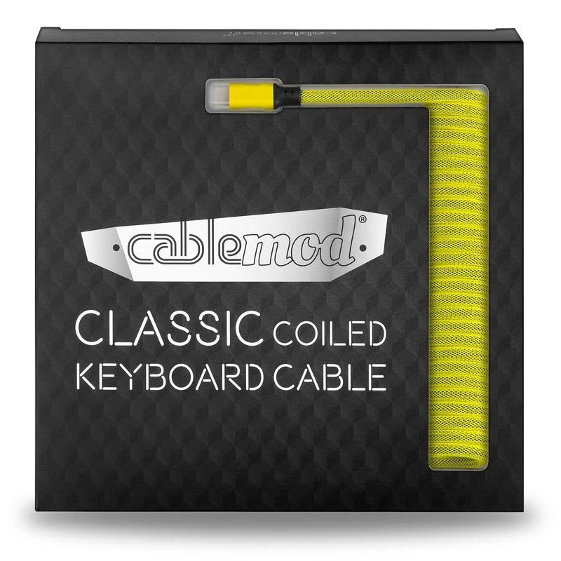 Klaviatūra CableMod Classic Coiled Cable susuktas klaviatūros laidas USB-C į USB Type A, Dominator Geltona – 150cm