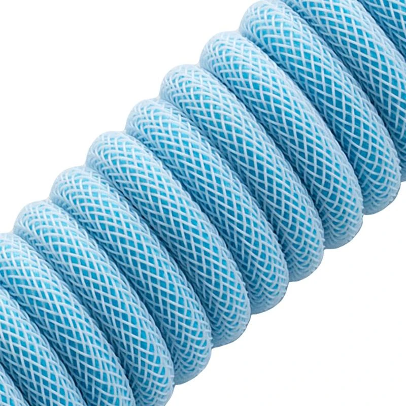 Klaviatūra CableMod Classic Coiled Cable susuktas klaviatūros laidas USB-C į USB Type A, Blueberry Cheesecake – 150c