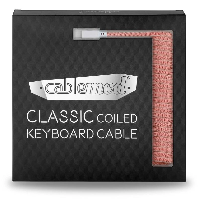 Klaviatūra CableMod Classic Coiled Cable susuktas klaviatūros laidas USB-C į USB Type A, Orangesicle – 150cm
