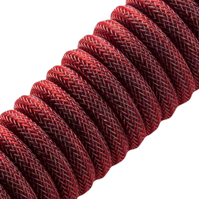 Klaviatūra CableMod Classic Coiled Cable susuktas klaviatūros laidas USB-C į USB Type A, Republic Raudona – 150cm