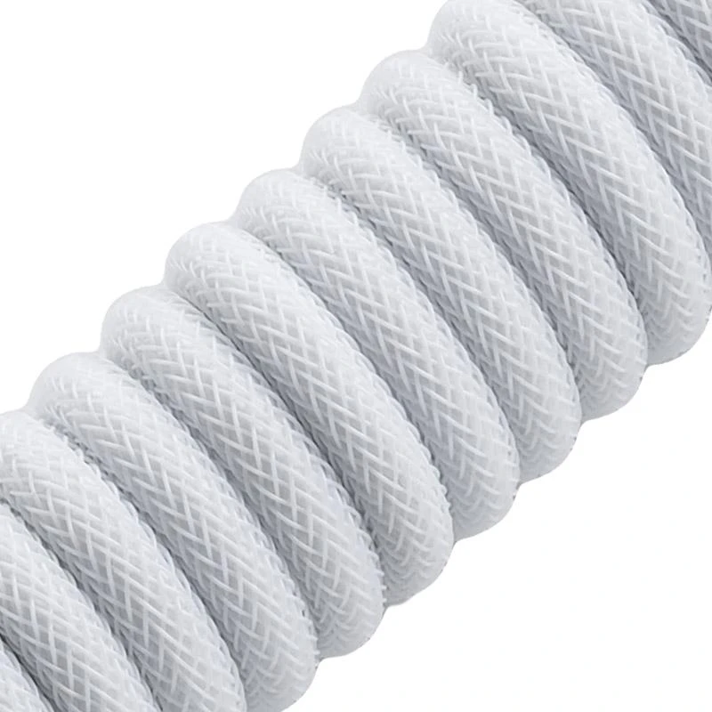Klaviatūra CableMod Classic Coiled Cable susuktas klaviatūros laidas USB-C į USB Type A, Glacier Baltas – 150cm