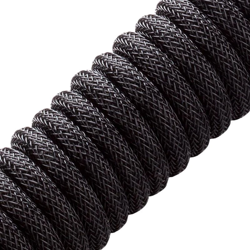 Klaviatūra CableMod Classic Coiled Cable susuktas klaviatūros laidas USB-C į USB Type A, Midnight Juodas – 150cm