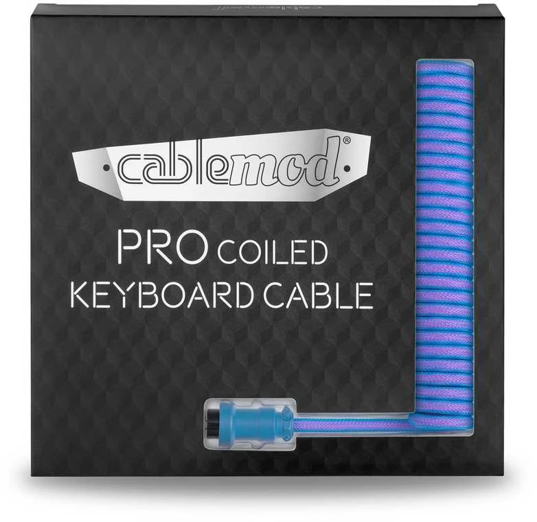 Klaviatūra CableMod PRO Coiled Cable susuktas klaviatūros laidas USB-C į USB Type A, Galaxy Mėlyna – 150cm