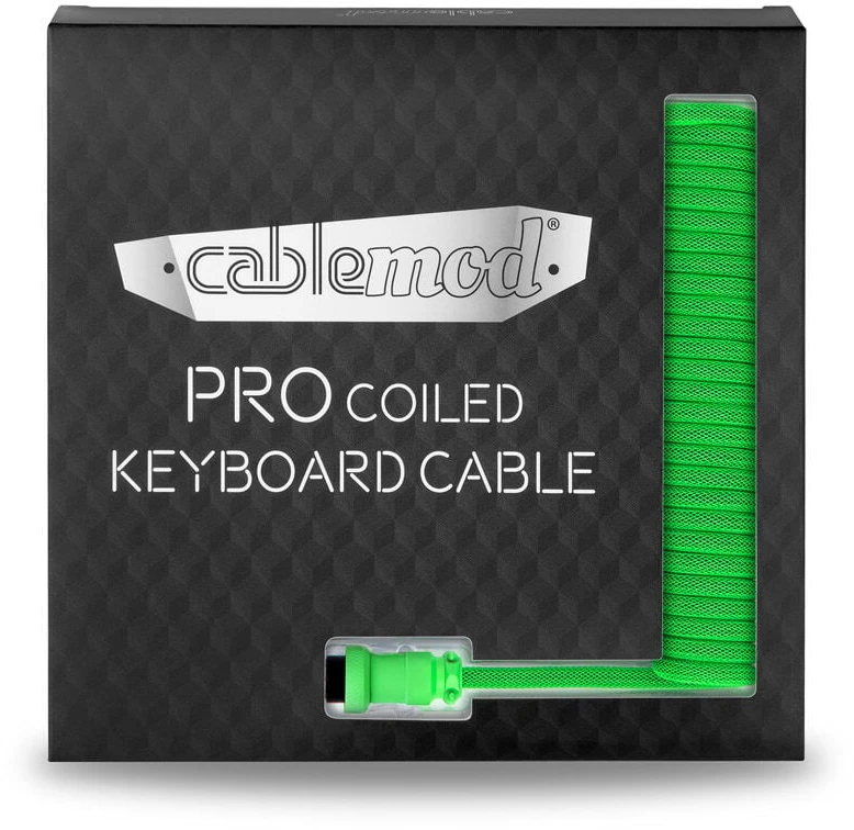 Klaviatūra CableMod PRO Coiled Cable susuktas klaviatūros laidas USB-C zu USB Typ A, Viper Žalias – 150cm