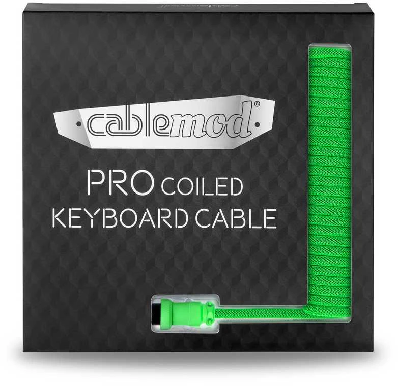 Klaviatūra CableMod PRO Coiled Cable susuktas klaviatūros laidas USB-C zu USB Typ A, Viper Žalias – 150cm