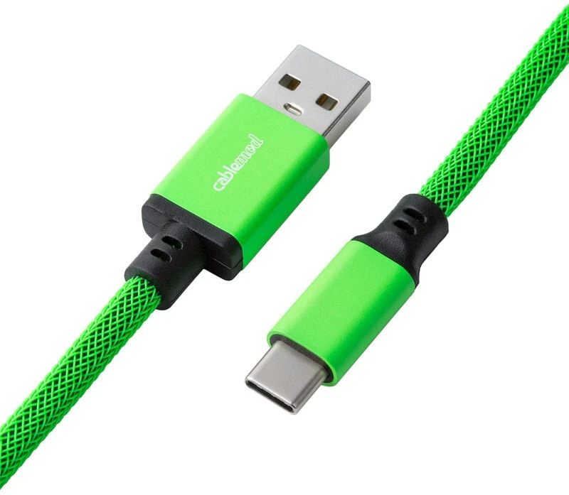 Klaviatūra CableMod PRO Coiled Cable susuktas klaviatūros laidas USB-C zu USB Typ A, Viper Žalias – 150cm