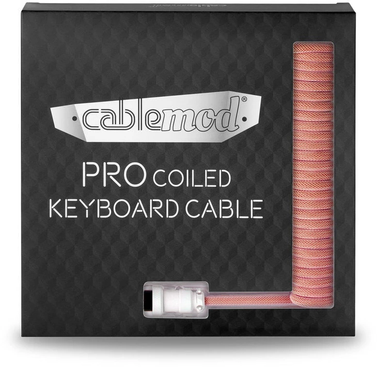 Klaviatūra CableMod PRO Coiled Cable susuktas klaviatūros laidas USB-C į USB Type A, Orangesicle – 150cm