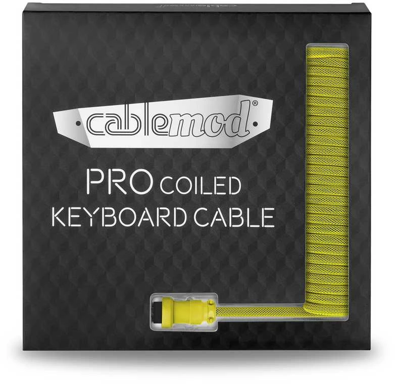 Klaviatūra CableMod PRO Coiled Cable susuktas klaviatūros laidas USB-C į USB Type A, Dominator Geltona – 150cm