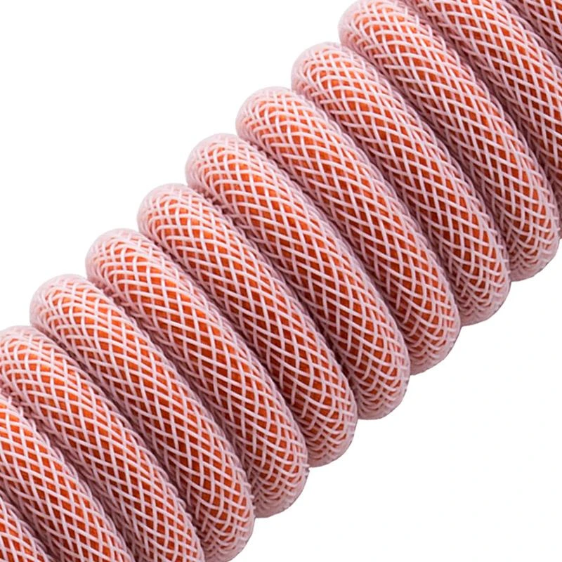 Klaviatūra CableMod PRO Coiled Cable susuktas klaviatūros laidas USB-C į USB Type A, Orangesicle – 150cm