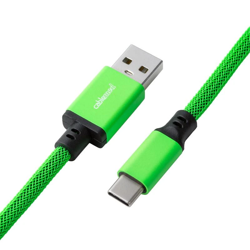 Klaviatūra CableMod PRO Coiled Cable susuktas klaviatūros laidas USB-C zu USB Typ A, Viper Žalias – 150cm