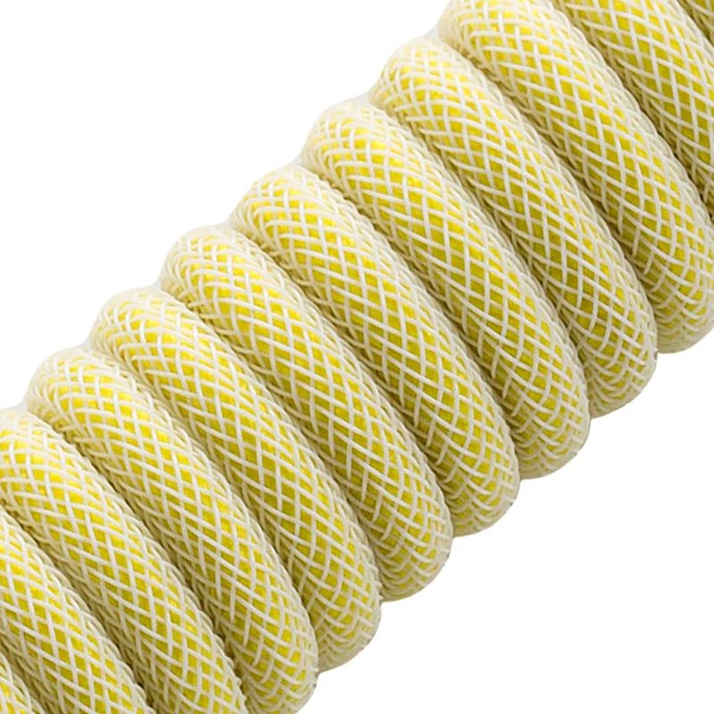 Klaviatūra CableMod PRO Coiled Cable susuktas klaviatūros laidas USB-C į USB Type A, Lemon Ice – 150cm