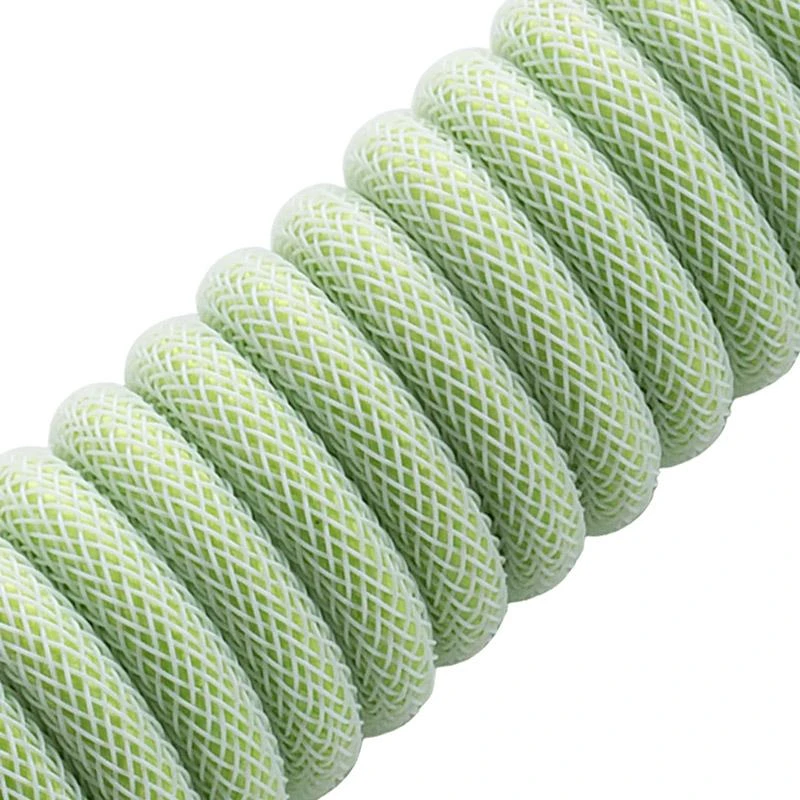 Klaviatūra CableMod PRO Coiled Cable susuktas klaviatūros laidas USB-C į USB Type A, Lime Sorbet – 150cm