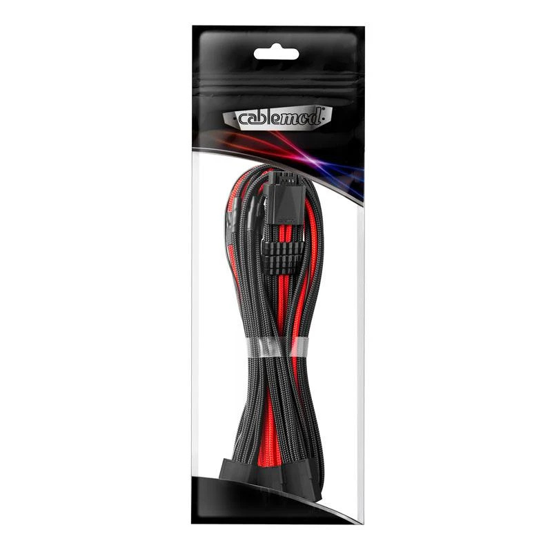 CableMod PRO ModMesh 12VHPWR to 3x PCI-e Cable – 45cm, juodos spalvos/raudonos spalvos