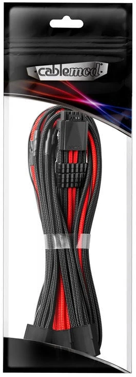 CableMod PRO ModMesh 12VHPWR to 3x PCI-e Cable – 45cm, juodos spalvos/raudonos spalvos