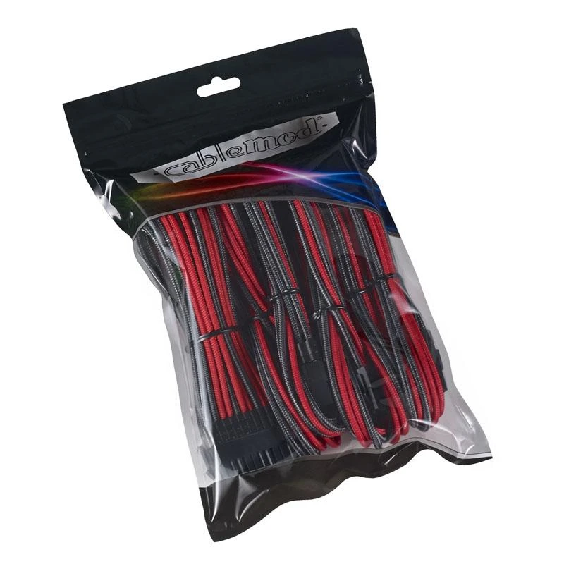 CableMod PRO ModMesh Cable Extension Kit – carbon/raudonos spalvos