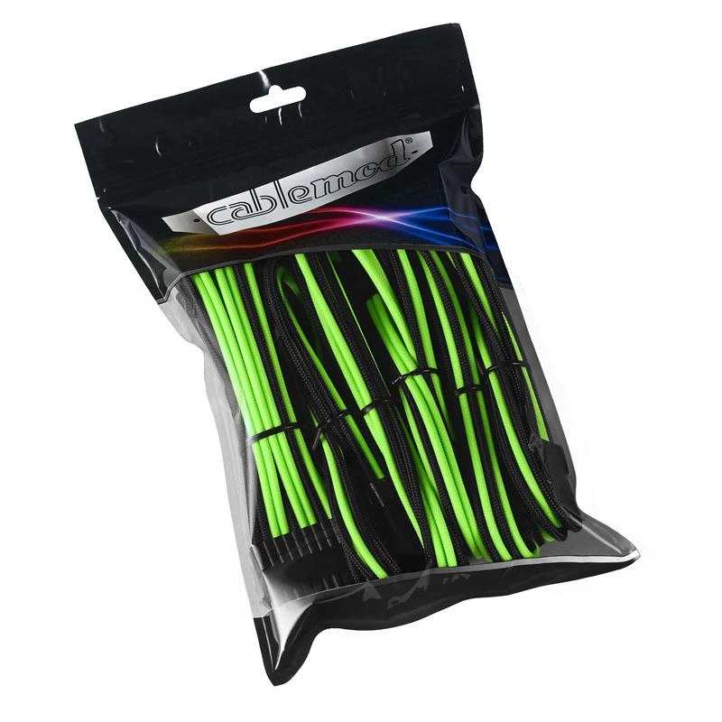 LG CableMod PRO ModMesh Cable Extension Kit – juodos spalvos/hellžalios spalvos