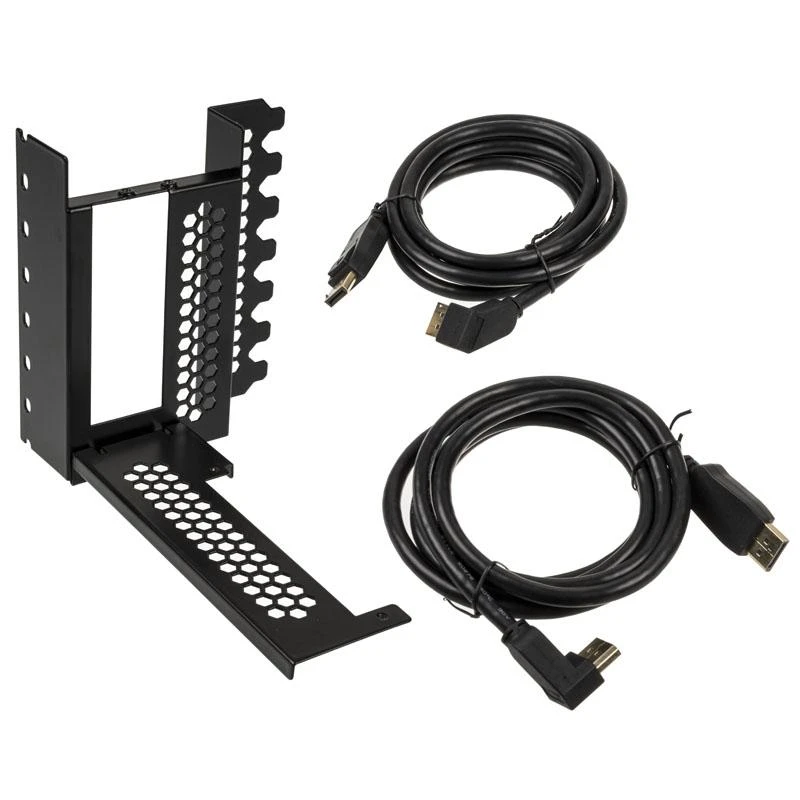 „CableMod“ vertikalus vaizdo plokštės laikiklis su PCIe x16 jungtimi, 2x DisplayPort – juodos spalvos
