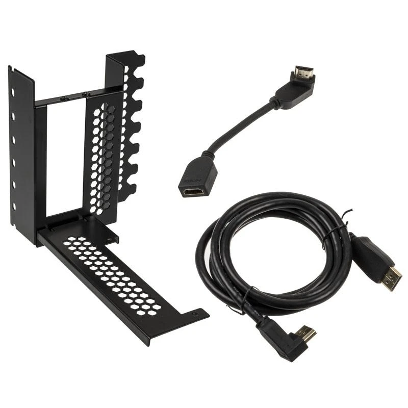„CableMod“ vertikalus vaizdo plokštės laikiklis su PCIe x16 jungtimi, 1x DisplayPort, 1x HDMI – juodos spalvos