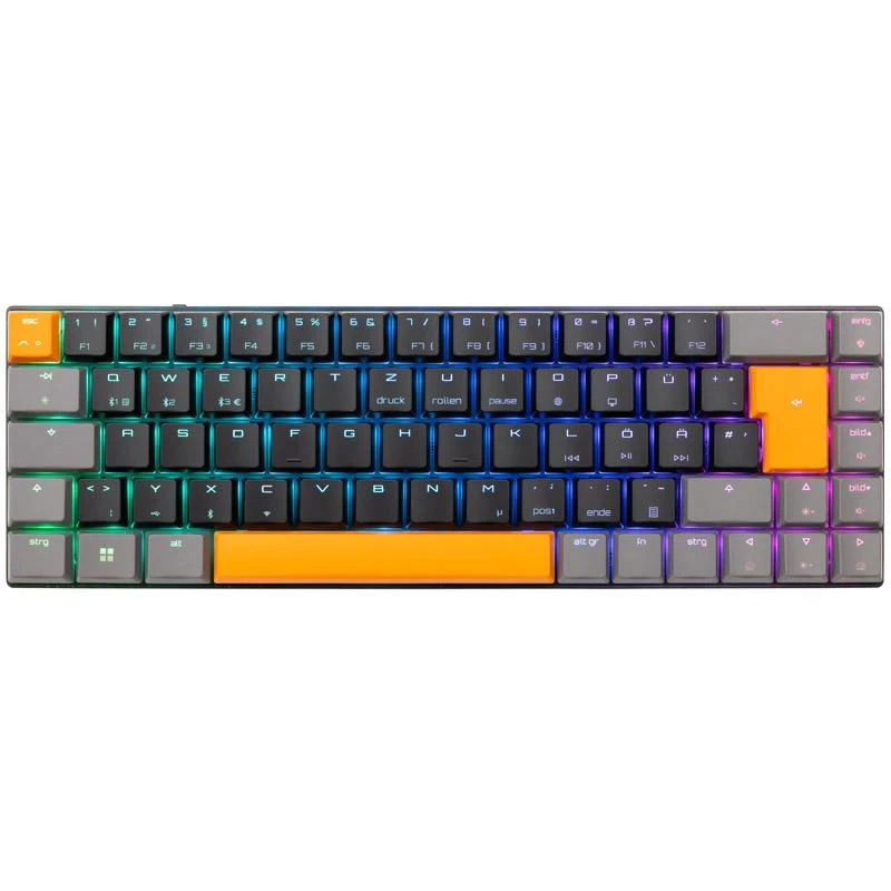 CHR CHERRY MX-LP 2.1 Compact Belaidė klaviatūra Žaidimams RD belaidis ryšys + „Bluetooth“ QWERTZ Vokiečių Juoda