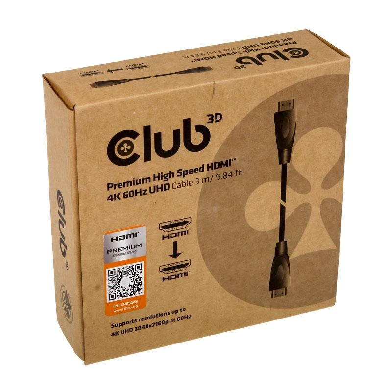 CLUB 3D HDMI 2.0 didelės spartos 4K UHD – 3 METRAI
