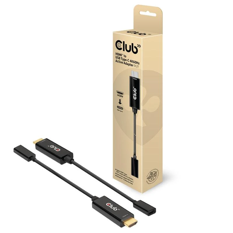 Club 3D CLD CLUB3D CAC-1333 vaizdo kabelio adapteris 0,22 m HDMI A tipo (standartinis) C tipo USB Juoda