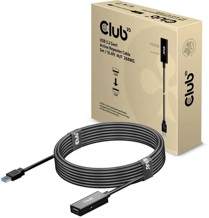USB kabelis Club 3D USB-A - USB-A 5 m juoda (CAC- 1404)