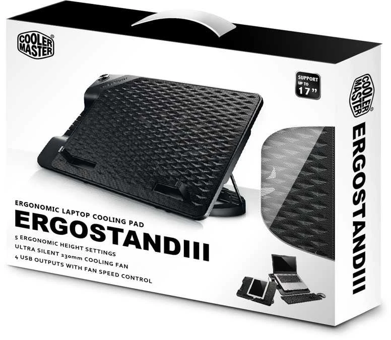 Cooler Master Notebook aušintuvas ERGOSTAND III R9-NBS-E32K-GP Juodas, 385x280x46,7-225,5 mm